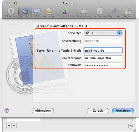 POP3 einrichten mit Apple Mail
