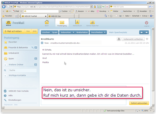 Verschicken Sie keine sensiblen Daten per Mail