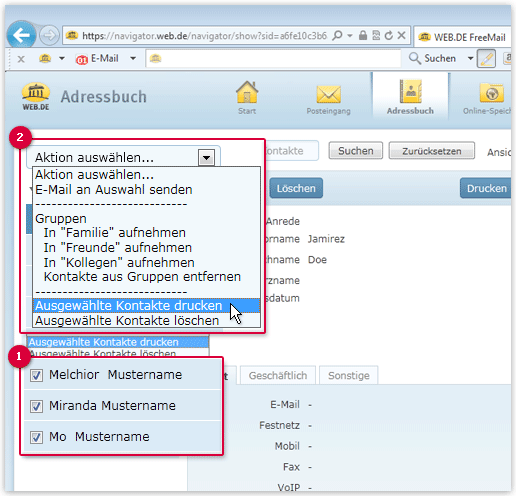 Adressbucheinträge ausdrucken Adressbucheinträge ausdrucken