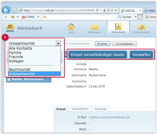 Unbeantwortete Kontakte überprüfen Unbeantwortete Kontakte überprüfen
