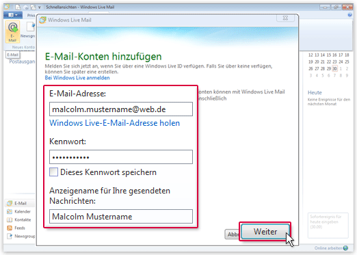 POP3 mit Windows Live Mail einrichten