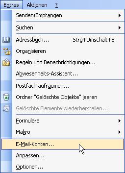 POP3 mit Outlook 2003 einrichten