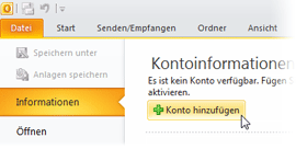 POP3 mit Outlook 2010 einrichten