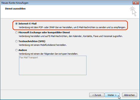POP3 mit Outlook 2010 einrichten