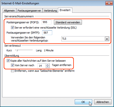 POP3 mit Outlook 2010 einrichten