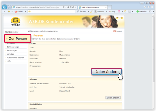 Falls Sie umgezogen sind, ändern Sie Ihre persönlichen Daten Falls Sie umgezogen sind, ändern Sie Ihre persönlichen Daten