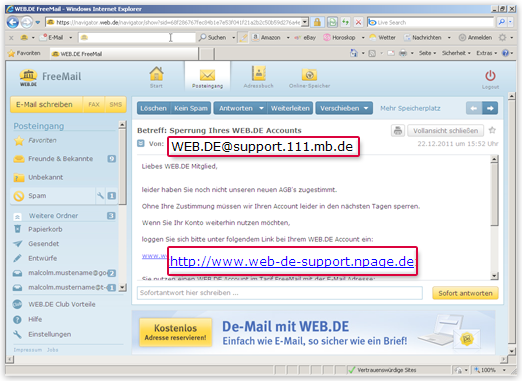 Prüfen Sie Links und E-Mails genau, bevor Sie Ihre Daten eingeben