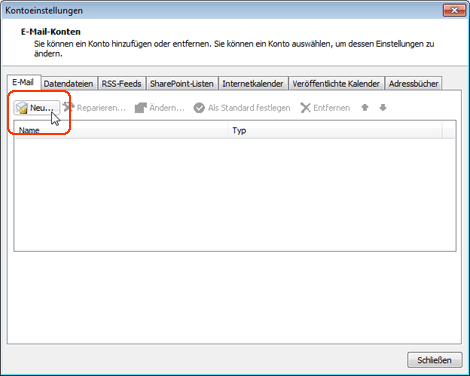 POP3 mit Outlook 2007 einrichten
