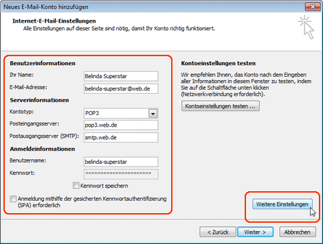 POP3 mit Outlook 2007 einrichten