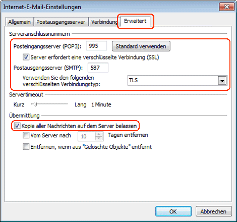 POP3 mit Outlook 2007 einrichten