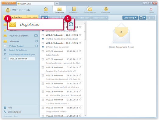 Alle ungelesenen Mails finden Sie in einer eigenen Ansicht. Alle ungelesenen Mails finden Sie in einer eigenen Ansicht.