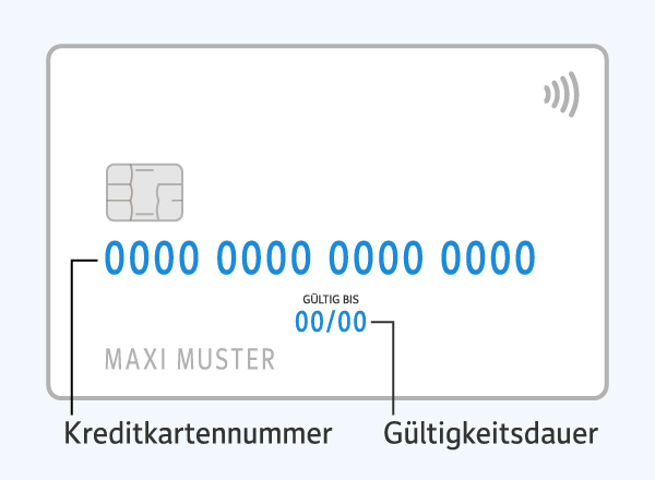 Aufbau einer Kreditkartenvorderseite