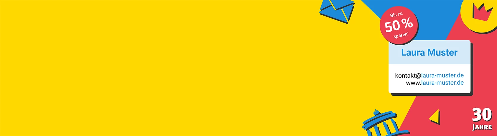 Visitenkarte mit personalisierter E-Mail-Adresse und eigener Webadresse