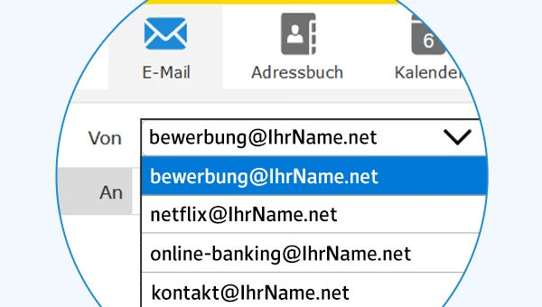 Wunsch-E-Mail-Adressen mit eigener Domain