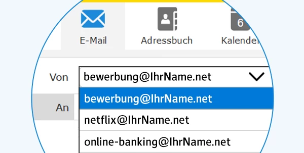 Wunsch-E-Mail-Adressen mit eigener Domain