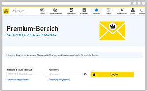 WEB.DE Premium-Bereich Login