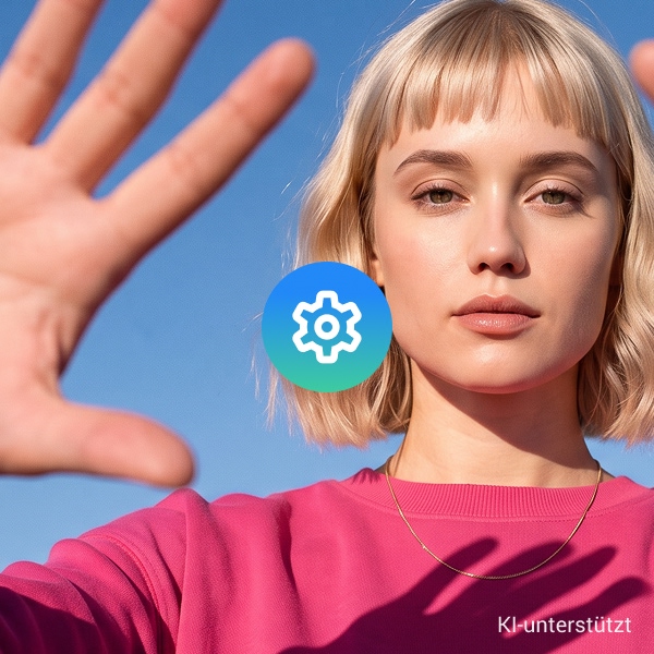 Junge Frau mit Einstellung-Symbol