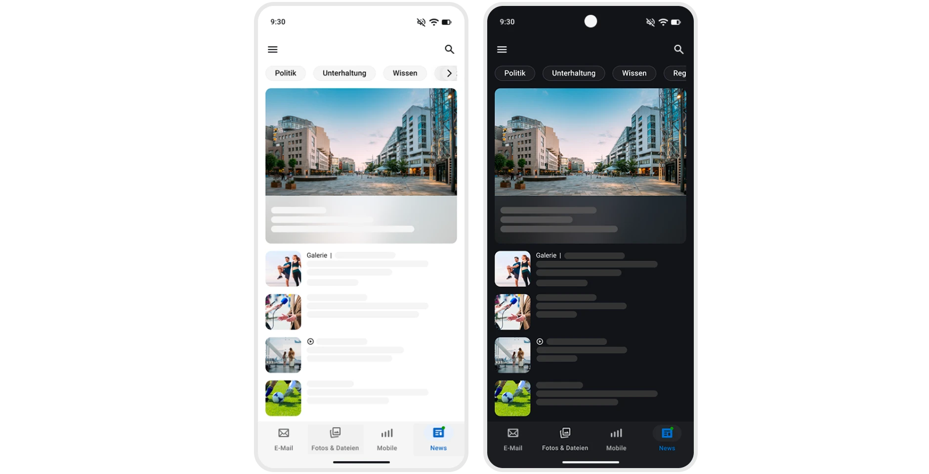 Screenshot GMX App mit News