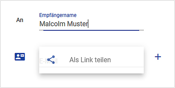 GMX Grußkarte "Als Link teilen"