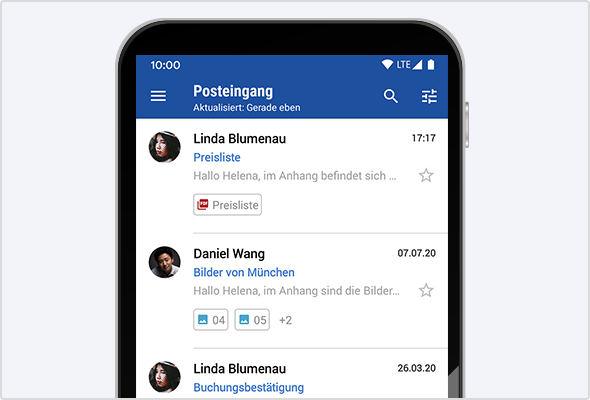 Android App: Anzeige von E-Mail-Anhängen in der Mail-Liste.