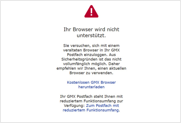 Dieser Hinweis erscheint, wenn Ihr Browser veraltet ist.