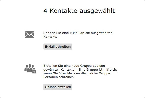 Ausgewählte Kontakte einer Gruppe anschreiben.