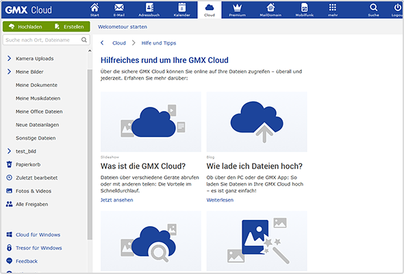 Auf der Cloud-Startseite oder der Hilfe & Tipps-Seite der Cloud finden Sie verschiedene Touren