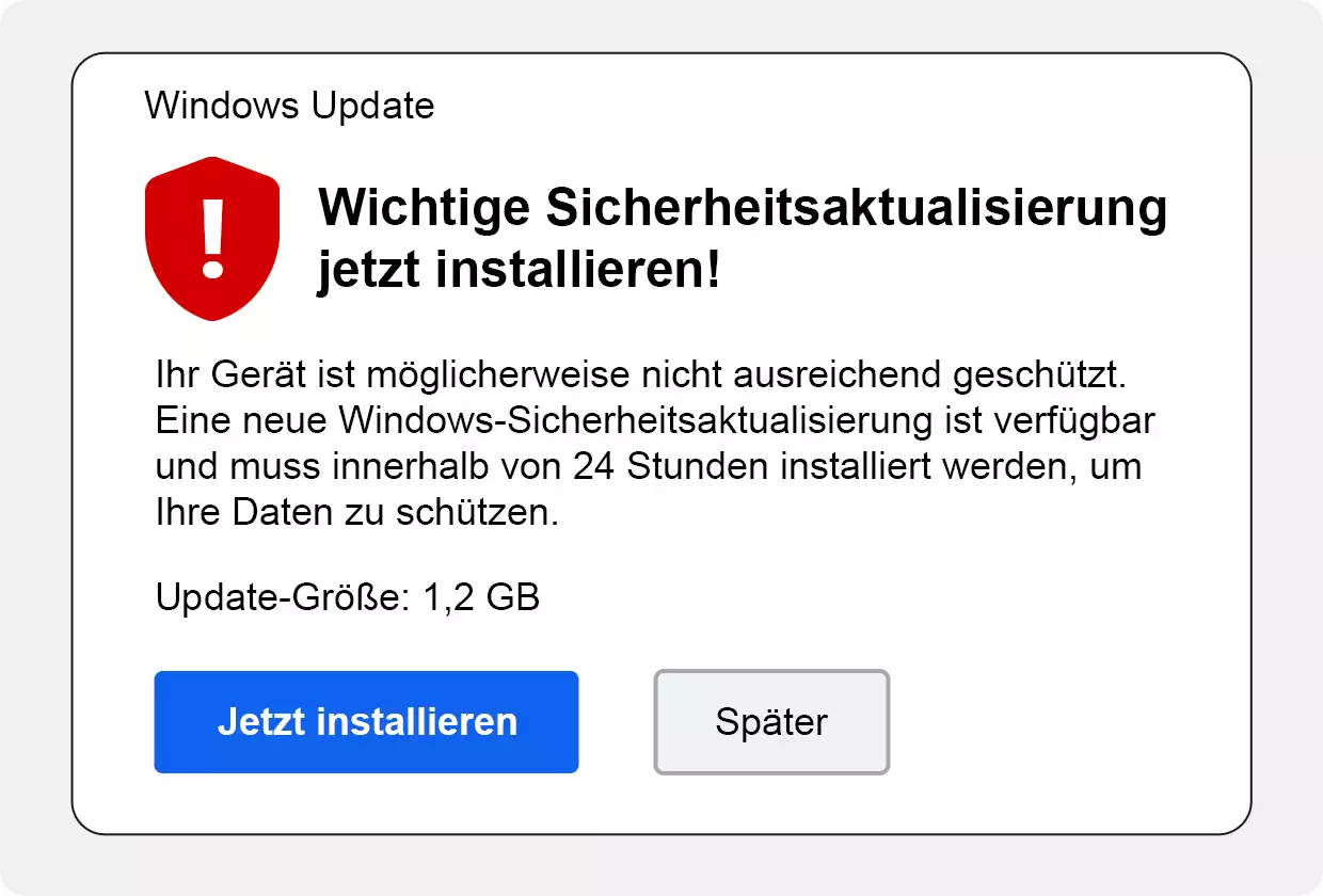 Gefälschte Windows-Aktualisierungs-Meldung