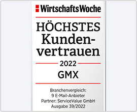 Die WirtschaftsWoche kürt GMX zum Vertrauenssieger.
