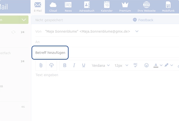 Der E-Mail-Betreff im E-Mail-Header - hier bei GMX