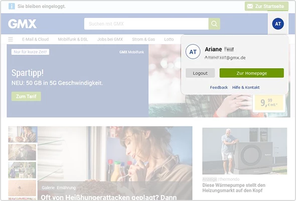 Über den Button "Logout" können Sie sich aus Ihrem Postfach ausloggen bzw. abmelden.