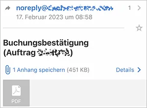 Noreply-Mails erkännen Sie oft schon an der Absenderadresse, so wie in diesem Beispiel