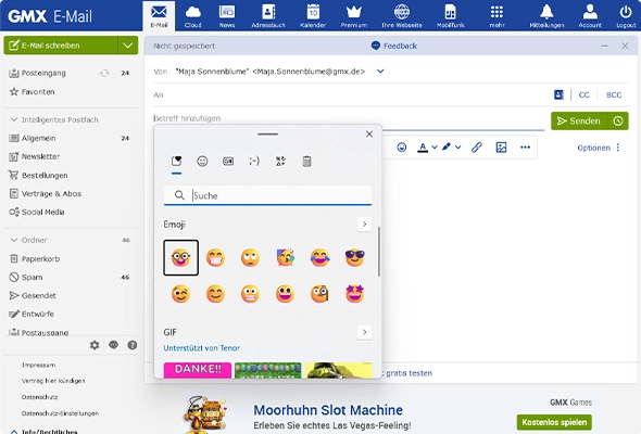 Smileys im Betreff: Einfach per Tastaturkombination einfügen