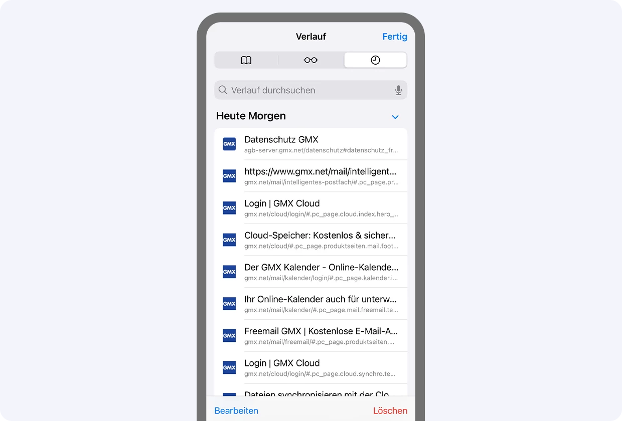 Wenn Sie eine ältere Version von Safari verwenden, können Sie den zweiten Schritt überspringen und stattdessen direkt unten rechts auf „Löschen“ tippen.
