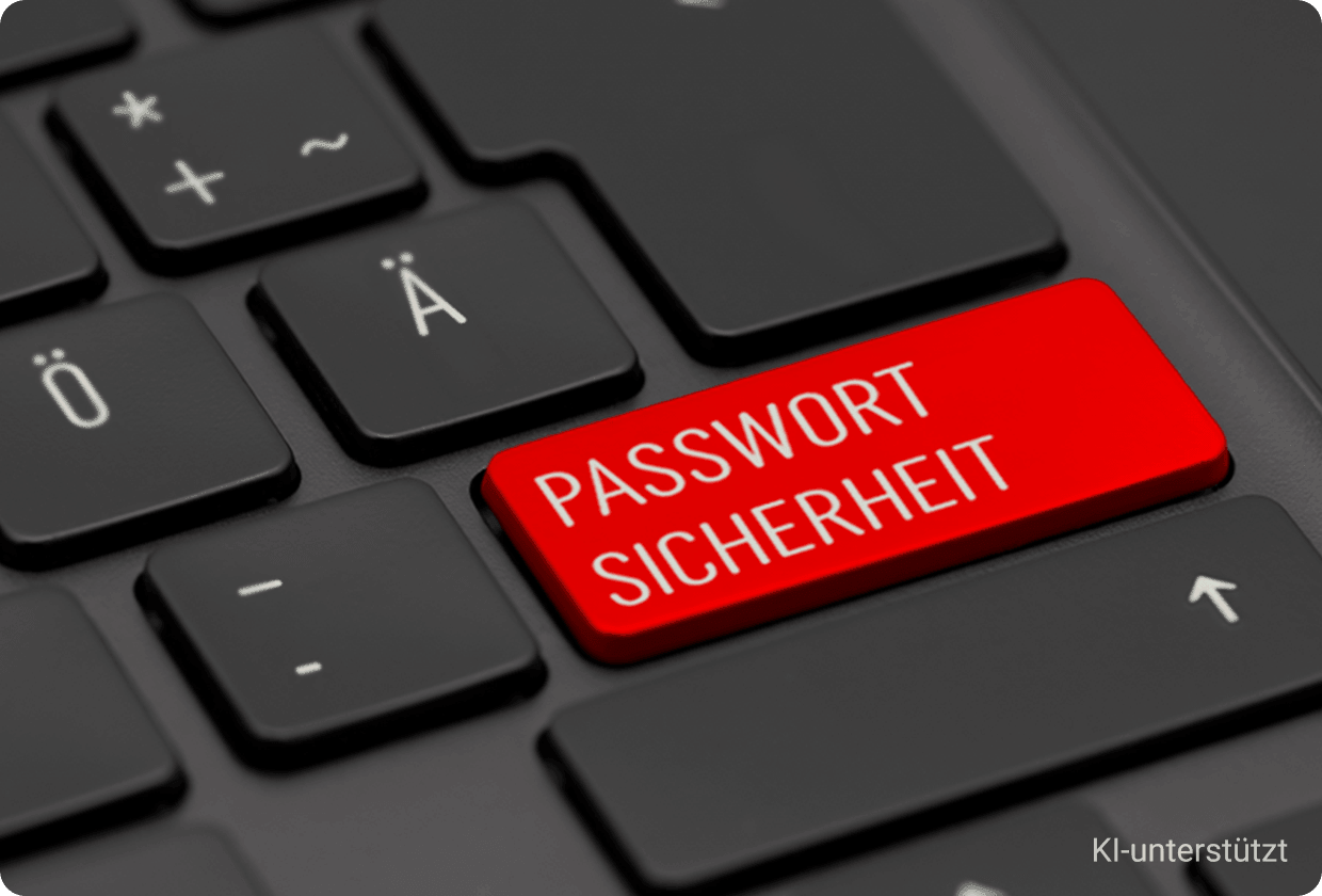 PC-Tastatur mit roter Enter-Taste und Schriftzug Passwort Sicherheit
