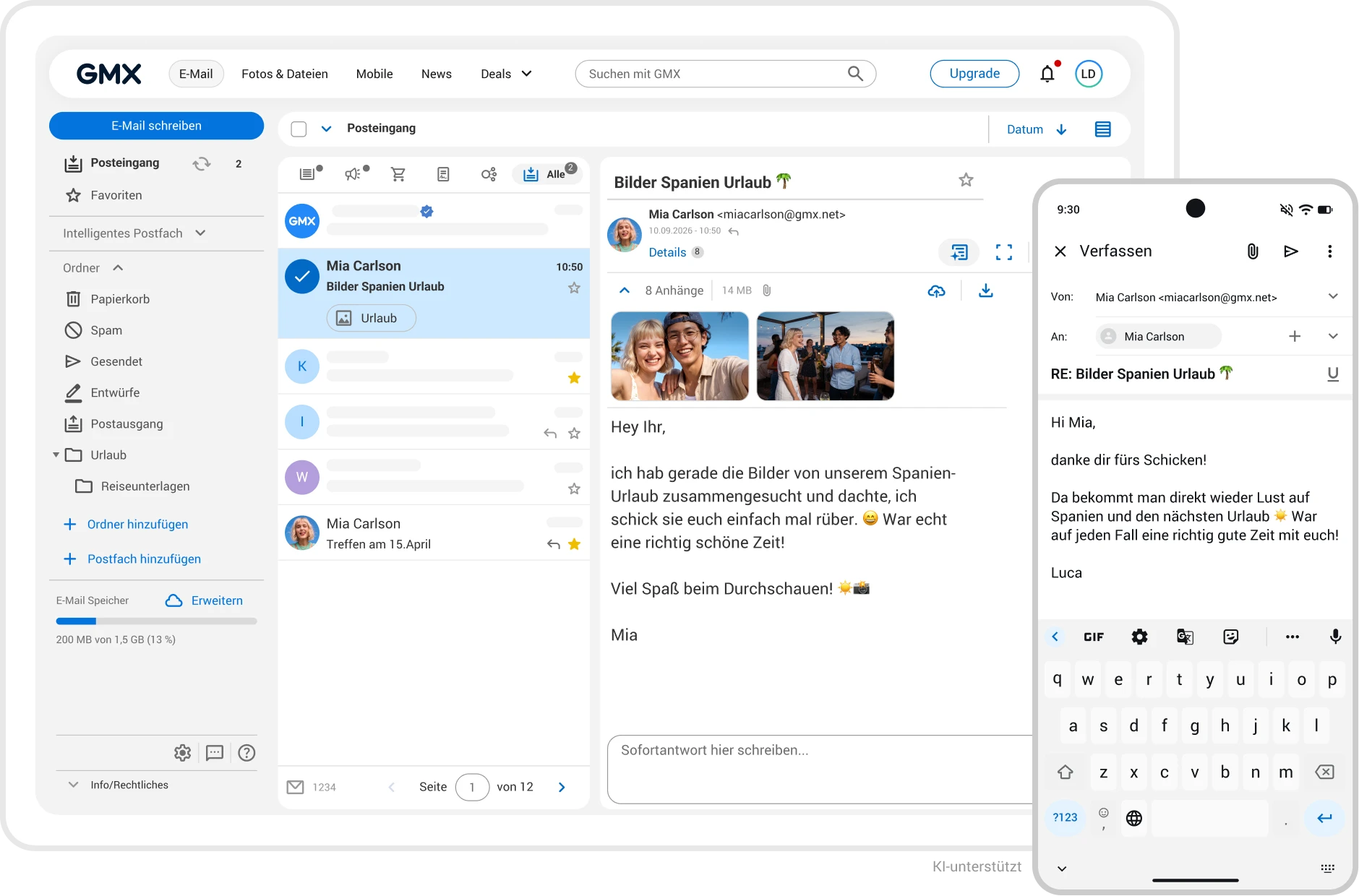 Screenshot GMX Postfach