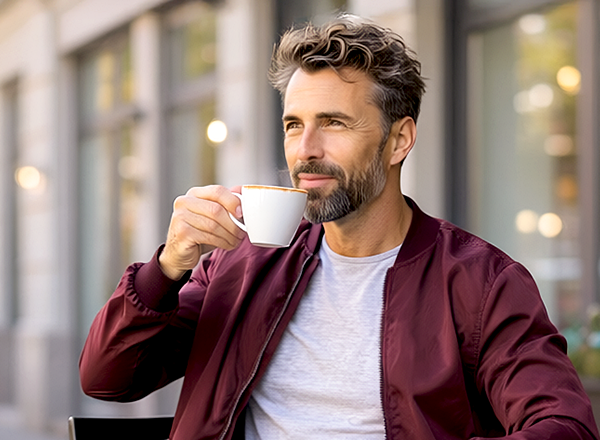 Mann mit Kaffeetasse