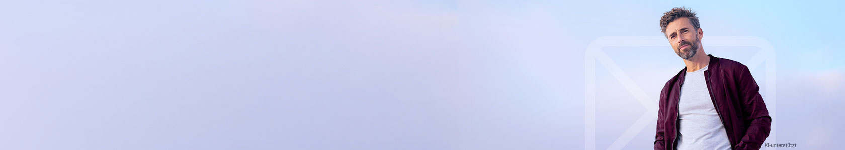 Ein Mann, der vor einem Mail Symbol steht.