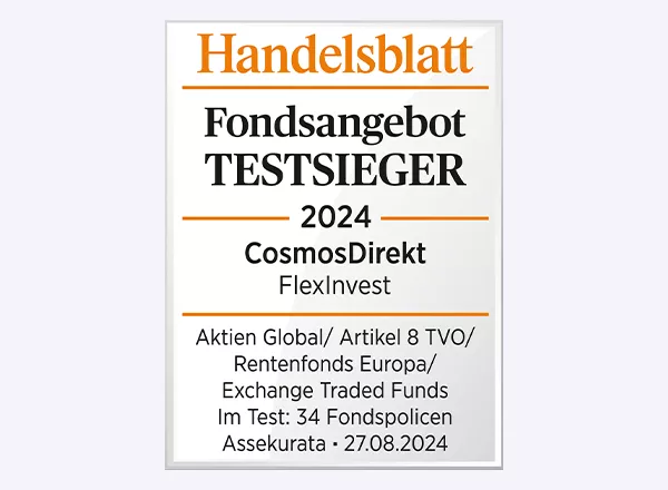 Testsiegel Handelsblatt- Fondsangebot Testsieger 2024