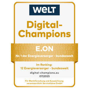 Welt Siegel, Digital-Champions in der Kundenbegeisterung, Nr.1 der Energieversorger bundesweit, Ranking von Juli 2024