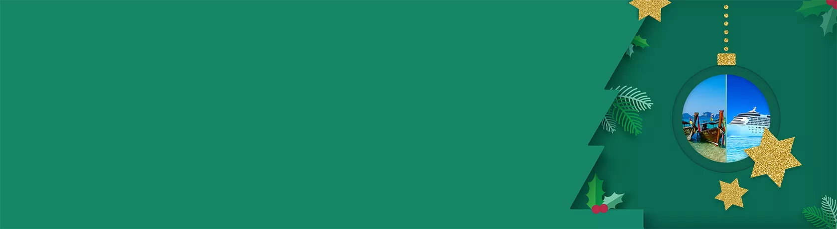 Zwei viereckige Bildausschnitte, die das Meer zeigen. Auf dem linken Bildausschnitt sind zusätzlich zwei alte Fischerboote zu sehen und auf dem rechten Bildausschnitt ein Kreuzfahrtschiff.