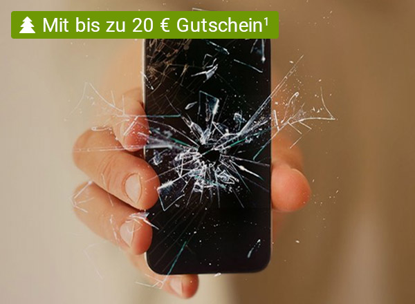 Eine Hand hält ein Handy mit einem gesplitterten Display.