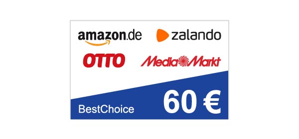 Abbildung eines BestChoice-Gutscheins mit 60 Euro Gutscheinwert