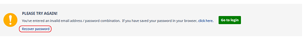 Screenshot of mail.com password recovery options