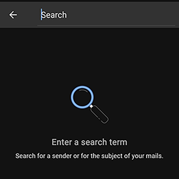 Screenshot of search function in Android mail app
