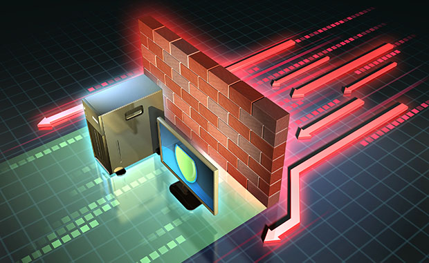Illustration of computer firewall