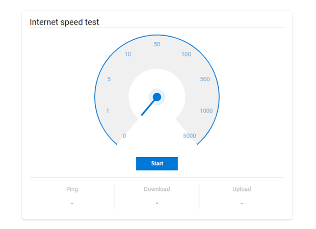 Screenshot of Bing internet speed test widget