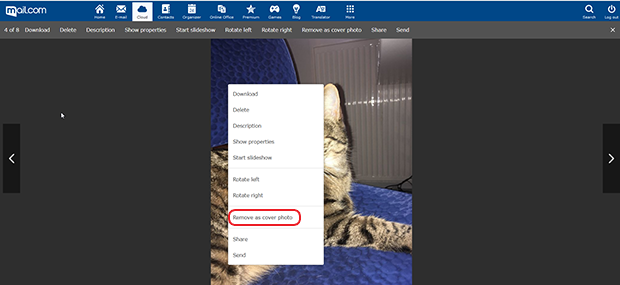 Screenshot of image options in cloud