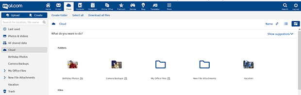 Screenshot of folders in cloud