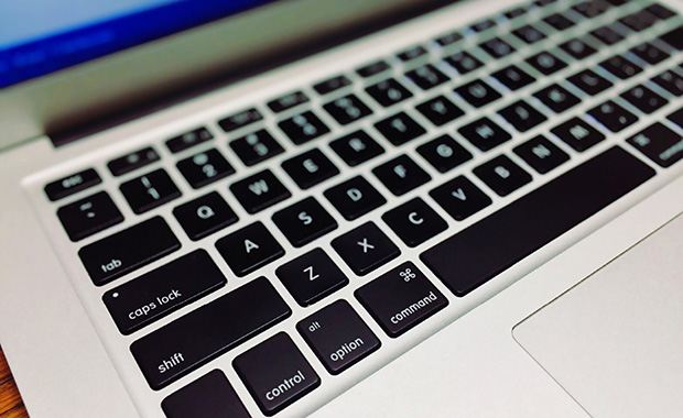 Photo of laptop keyboard showing caps lock key